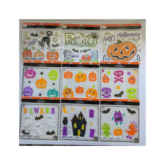 19 pkg Halloween Window & Gel Clings Decorations Ghosts Bats Pumpkins - Picture 1 of 10